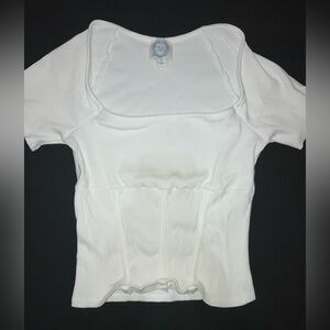 White Cropped Corset and Ribbed Top